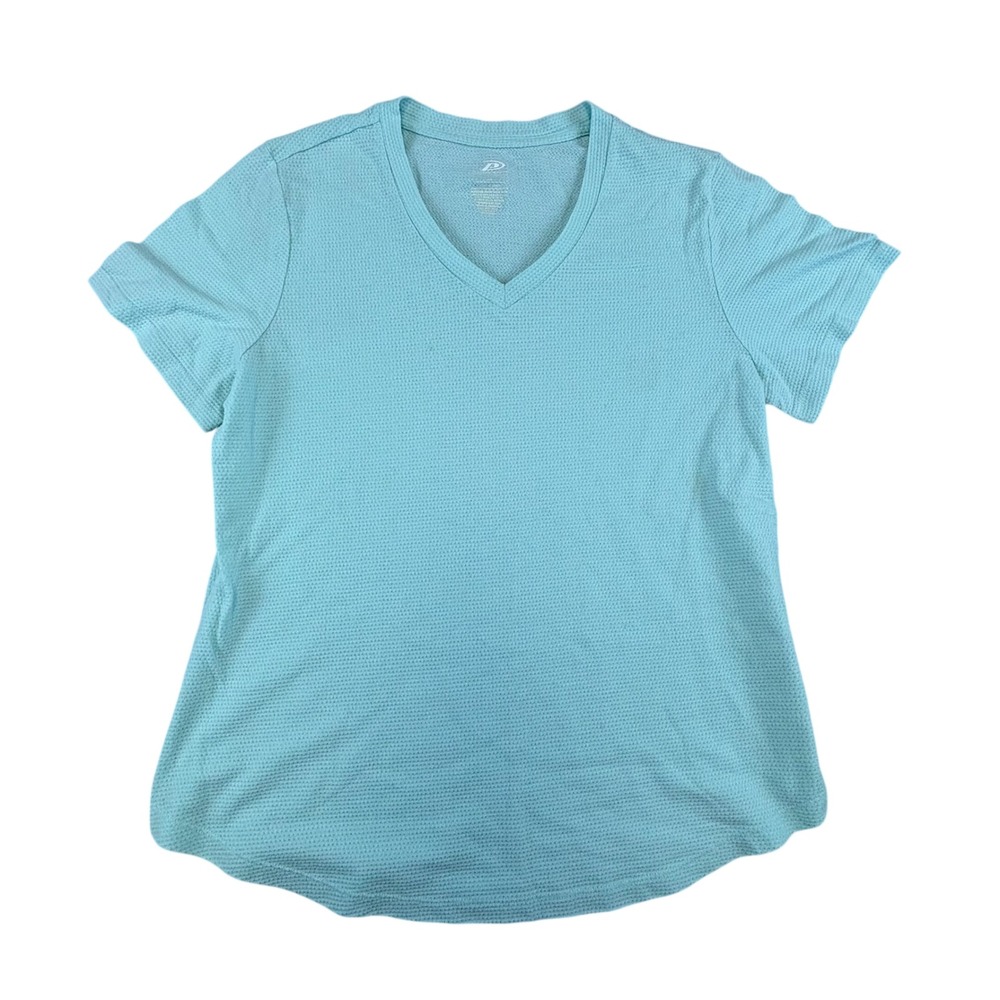 Pro Player Golf Shirt Women's 1X Light Blue V-Neck Short Sleeve Activewear